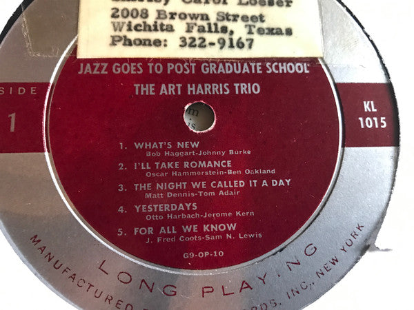 The Art Harris Trio : Jazz Goes To Post Graduate School (LP, Album, Mono)