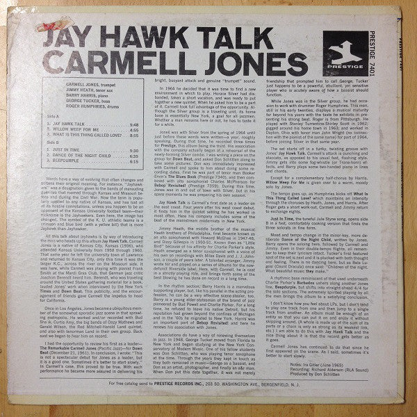 Carmell Jones : Jay Hawk Talk (LP, Album, Mono)