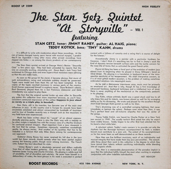 Stan Getz : At Storyville (LP, Comp, Mono, Dee)