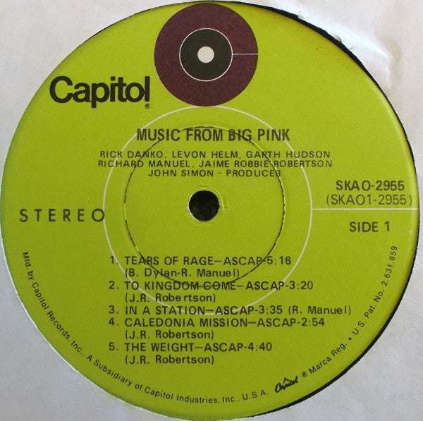 The Band : Music From Big Pink (LP, Album, RP, Gre)
