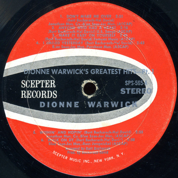 Dionne Warwick : Dionne Warwick's Golden Hits - Part One (LP, Comp, Mon)
