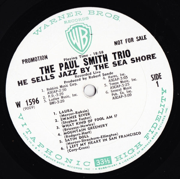 The Paul Smith Trio : He Sells Jazz By The Sea Shore (LP, Mono, Promo)