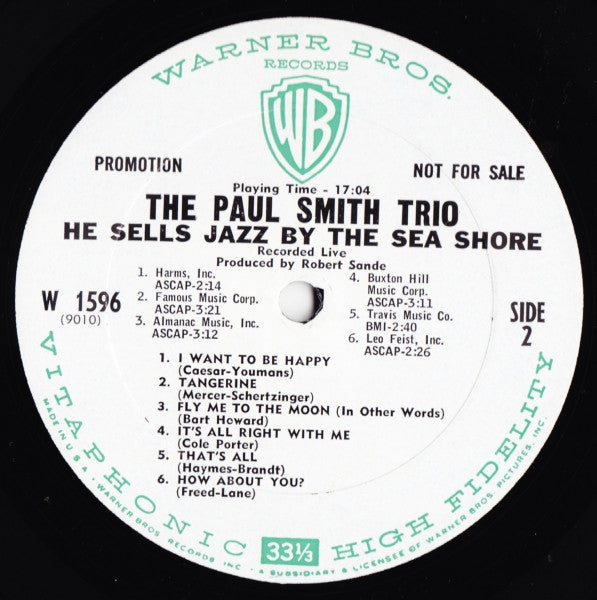 The Paul Smith Trio : He Sells Jazz By The Sea Shore (LP, Mono, Promo)