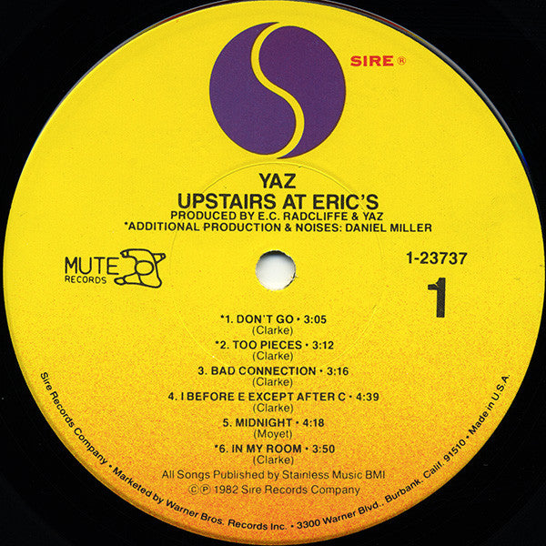 Yazoo : Upstairs At Eric's (LP, Album, Win)