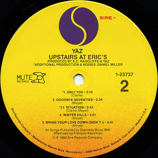 Yazoo : Upstairs At Eric's (LP, Album, Win)