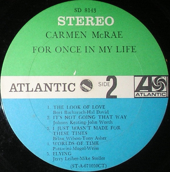 Carmen McRae : For Once In My Life (LP, Album)
