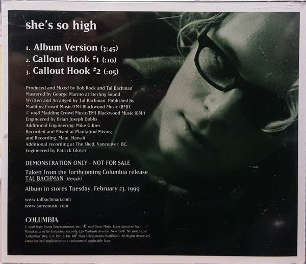 Tal Bachman : She's So High (CD, Single, Promo)