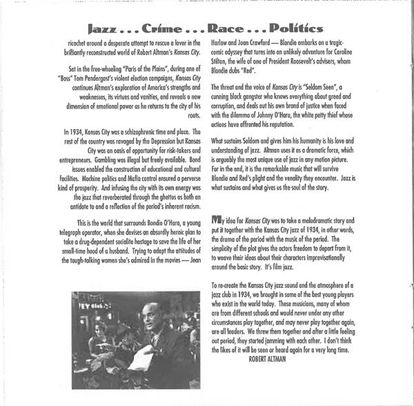 Various : Kansas City: A Robert Altman Film; Original Motion Picture Soundtrack (CD, Album)