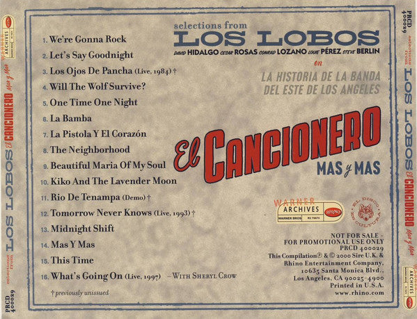 Los Lobos : Selections From El Cancionero Mas Y Mas (CD, Comp, Promo)