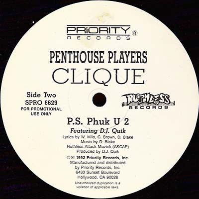 Penthouse Players Clique : Trust No Bitch / P.S. Phuk U 2 (12", Promo)