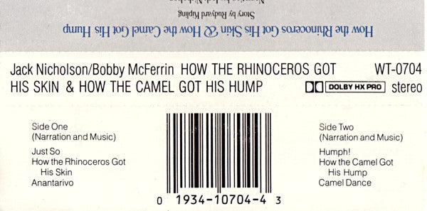 Rudyard Kipling, Jack Nicholson, Bobby McFerrin : How The Rhinoceros Got His Skin & How The Camel Got His Hump (Cass, Album)