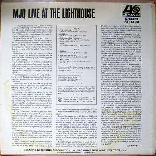 The Modern Jazz Quartet : Live At The Lighthouse (LP, Album, Mon)