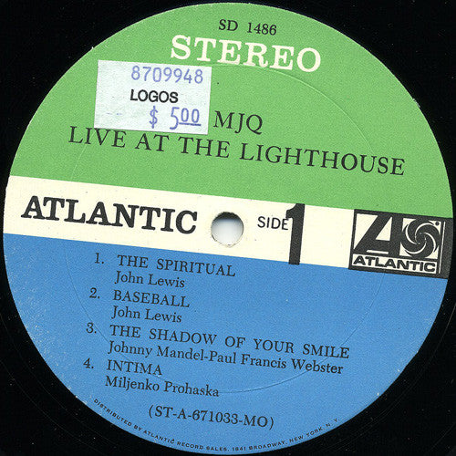 The Modern Jazz Quartet : Live At The Lighthouse (LP, Album, Mon)