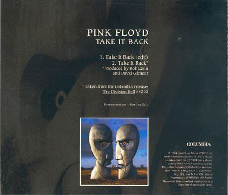 Pink Floyd : Take It Back (CD, Single, Promo)