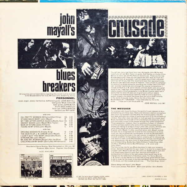 John Mayall's Blues Breakers* : Crusade (LP, Album, Mon)