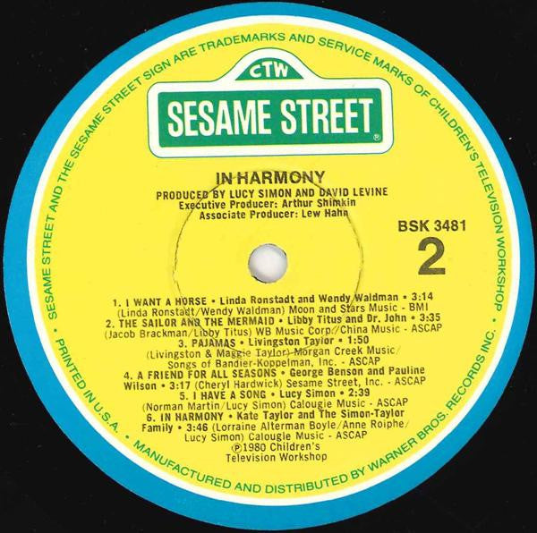 Various : In Harmony - A Sesame Street Record (LP, Comp, Win)