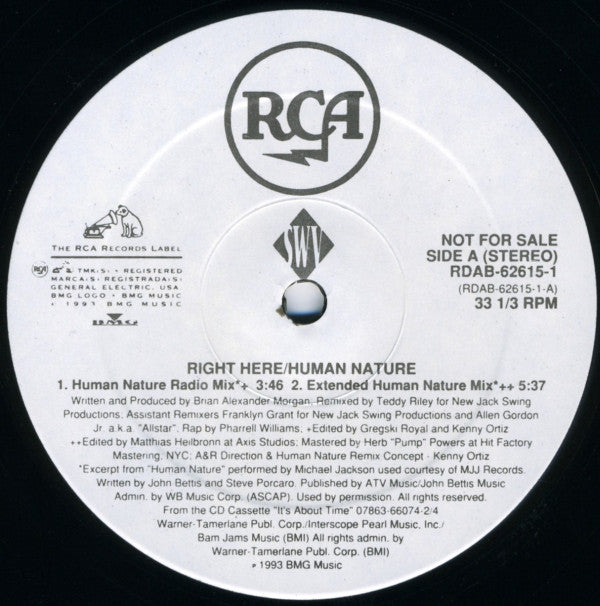 SWV : Right Here / Human Nature (12", Single, Promo)
