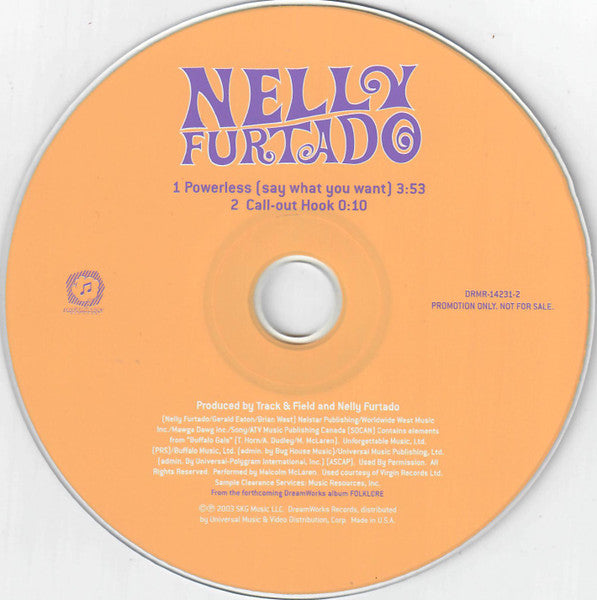 Nelly Furtado : Powerless (Say What You Want) (CD, Single, Promo)