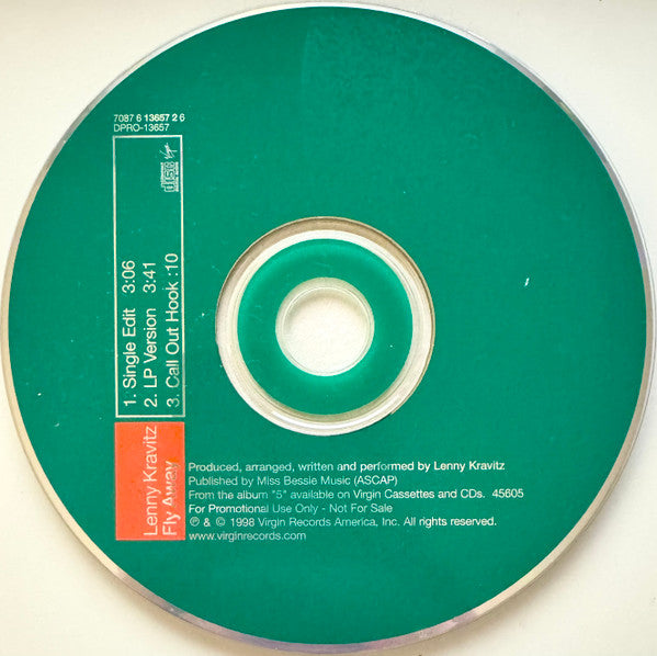 Lenny Kravitz : Fly Away (CD, Single, Promo)