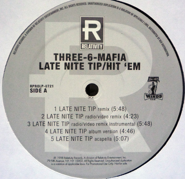 Three-6-Mafia* : Late Nite Tip / Hit 'Em (12", Promo)