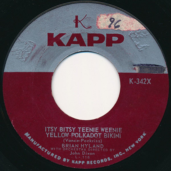 Brian Hyland : Itsy Bitsy Teenie Weenie Yellow Polkadot Bikini (7", Single)