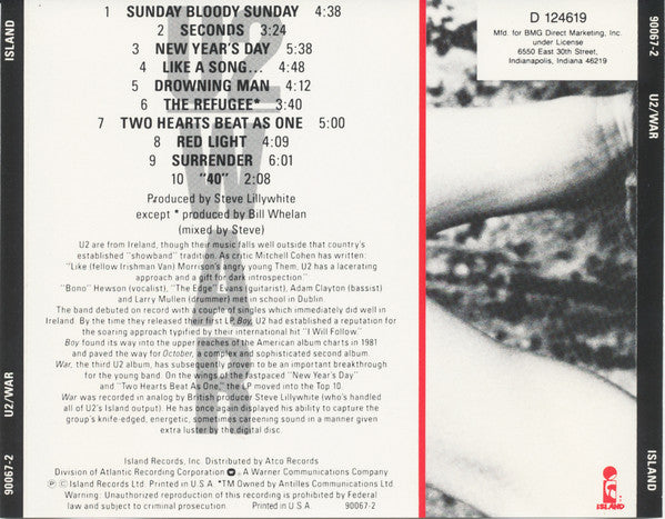 U2 : War (CD, Album, Club, RE)
