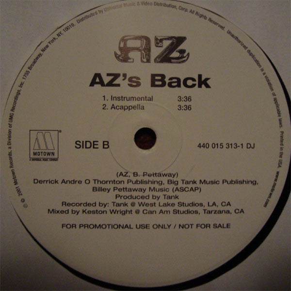 AZ : AZ´s Back (12", Promo)