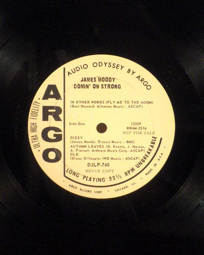 James Moody : Comin' On Strong (LP, Album, Mono, Promo)