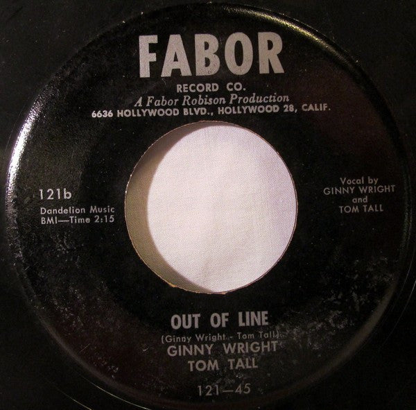 Ginny Wright And Tom Tall (2) : Boom Boom Boomerang / Out Of Line (7")