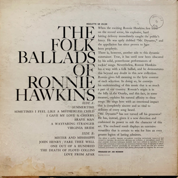 Ronnie Hawkins : The Folk Ballads Of Ronnie Hawkins (LP, Album)