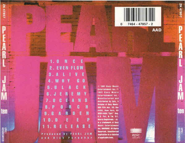 Pearl Jam : Ten (CD, Album, RE, RP)