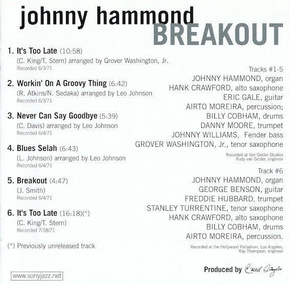 Johnny Hammond : Breakout (CD, Album, RE, RM)