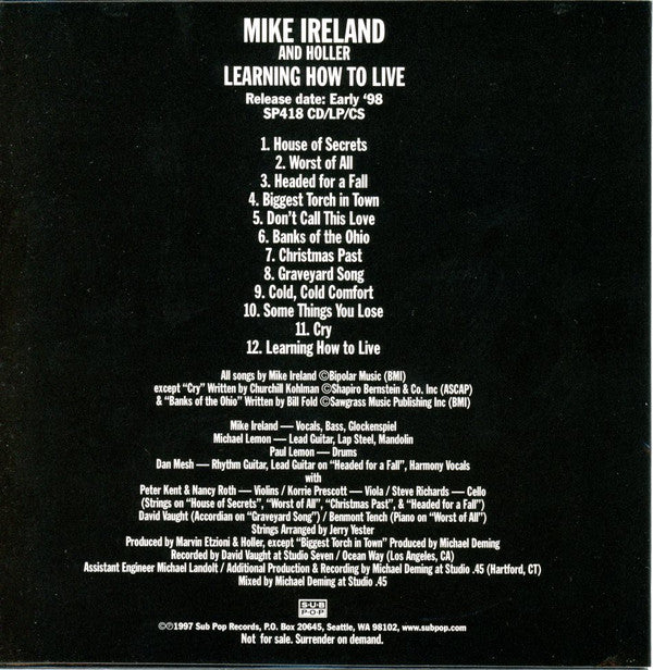 Mike Ireland & Holler : Learning How To Live (CD, Album, Promo, Car)