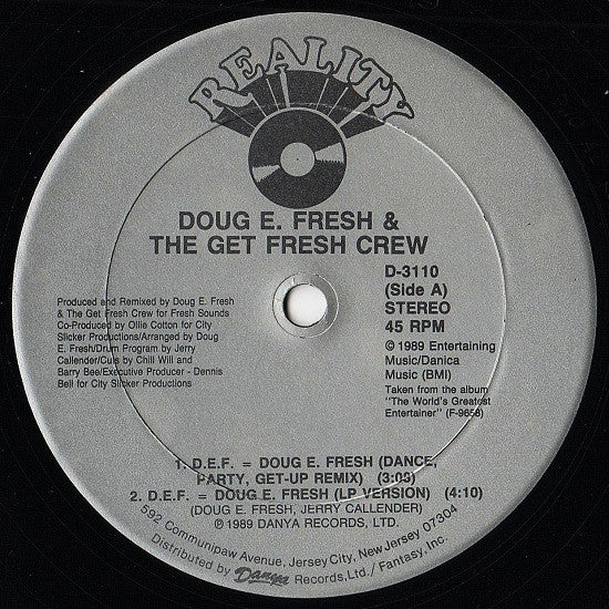 Doug E. Fresh And The Get Fresh Crew : D.E.F. = Doug E. Fresh (12")