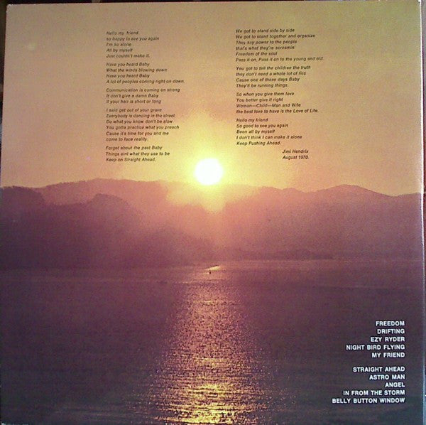 Jimi Hendrix : The Cry Of Love (LP, Album, RE, WEA)