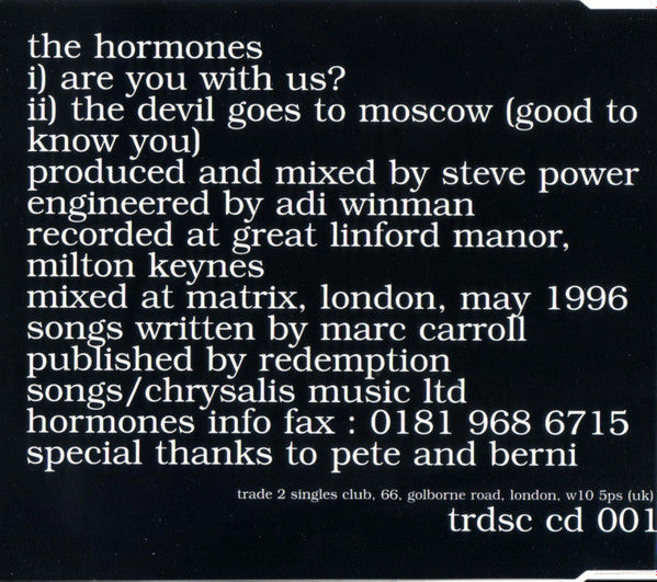 The Hormones : Are You With Us? (CD, Single)
