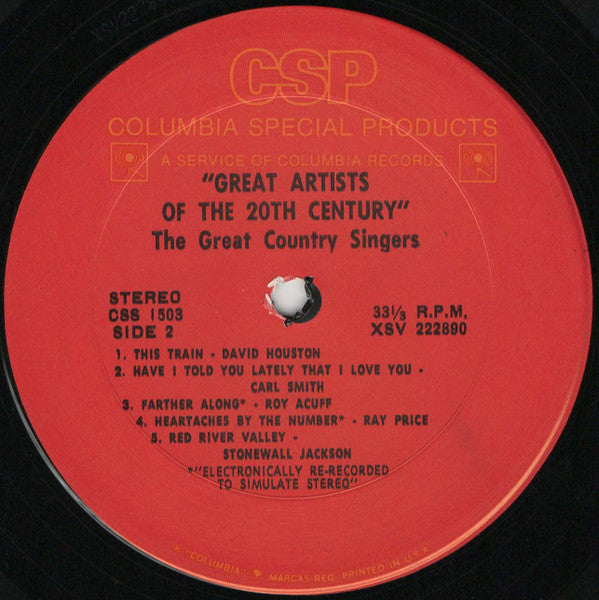 Various : The Great Country Singers (LP, Comp, RM)