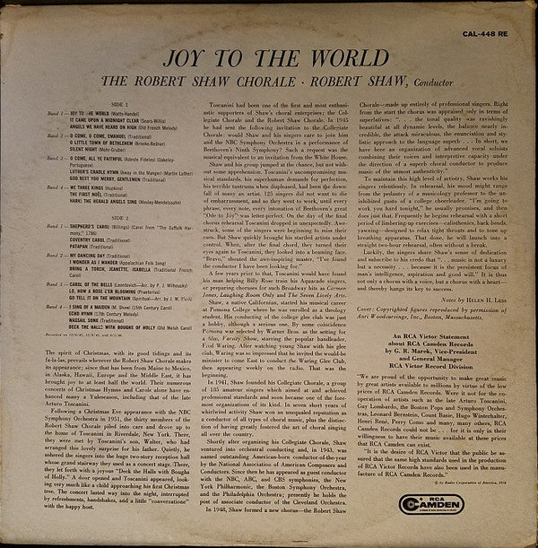 The Robert Shaw Chorale, Robert Shaw : Joy To The World (LP, Mono)