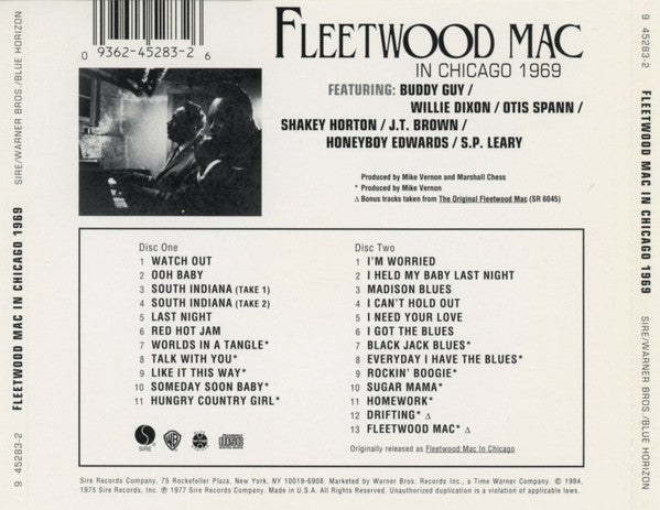 Fleetwood Mac Featuring: Buddy Guy / Willie Dixon / Otis Spann / Walter Horton / J.T. Brown / David "Honeyboy" Edwards / S.P. Leary : Fleetwood Mac In Chicago 1969 (2xCD, Album)