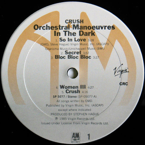 Orchestral Manoeuvres In The Dark : Crush (LP, Album, Club)