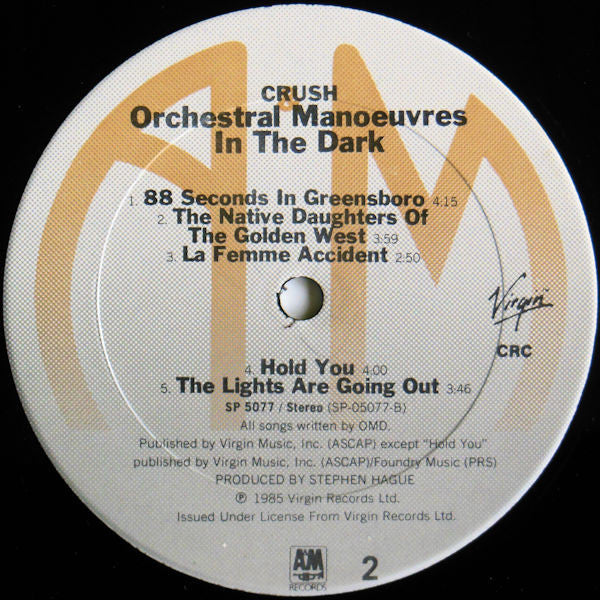 Orchestral Manoeuvres In The Dark : Crush (LP, Album, Club)