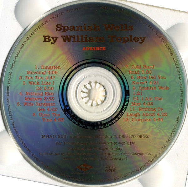 William Topley : Spanish Wells (CD, Album, Promo)