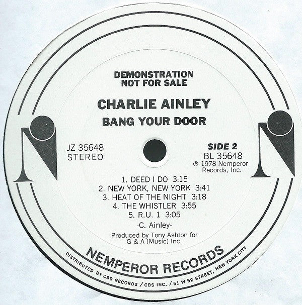 Charlie Ainley : Bang Your Door (LP, Album, Promo, Pit)