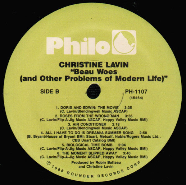 Christine Lavin : Beau Woes And Other Problems Of Modern Life (LP)