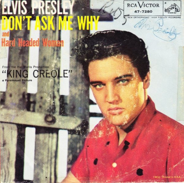 Elvis Presley : Hard Headed Woman (7", Single, Mono)