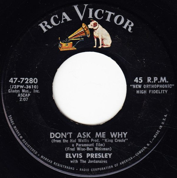 Elvis Presley : Hard Headed Woman (7", Single, Mono)