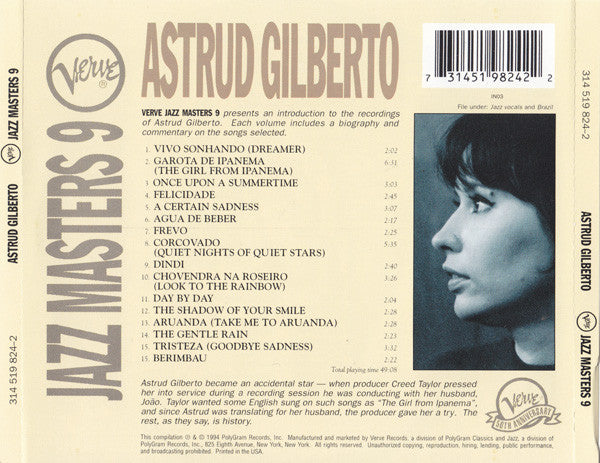 Astrud Gilberto : Verve Jazz Masters 9 (CD, Comp)