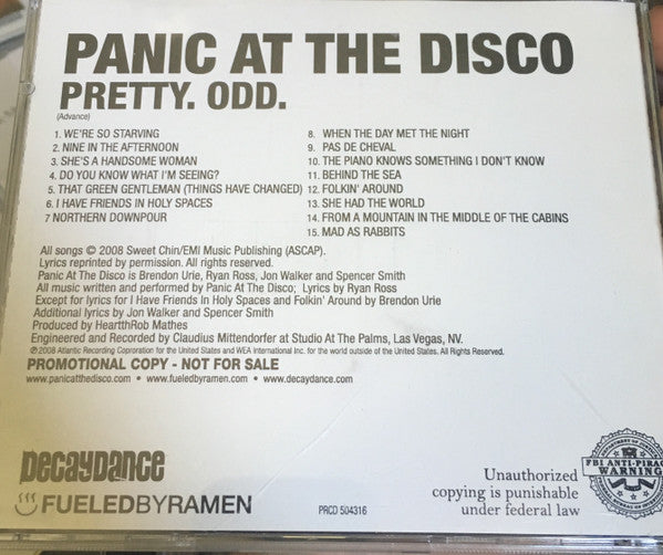 Panic! At The Disco : Pretty. Odd. (CD, Album, Enh, Promo)