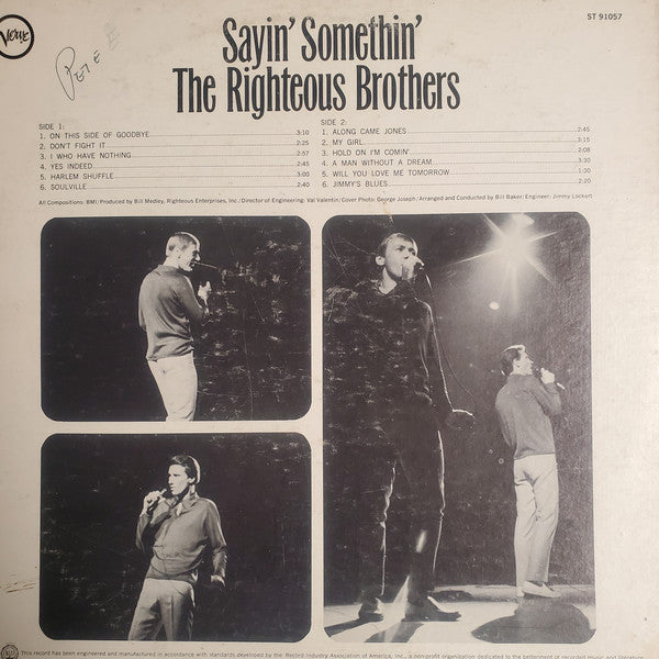 The Righteous Brothers : Sayin' Somethin' (LP, Album, Club)
