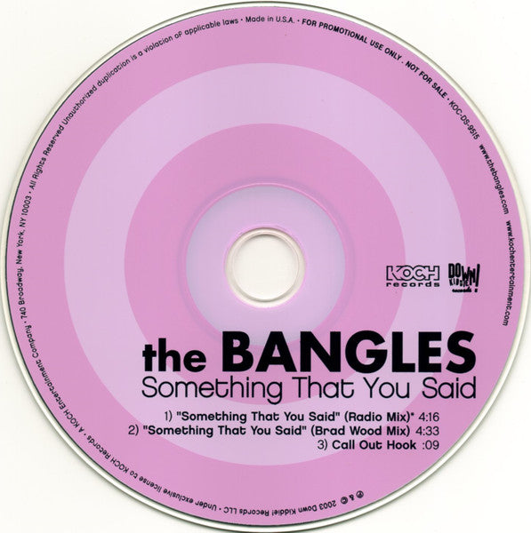 Bangles : Something That You Said (CD, Single, Promo)